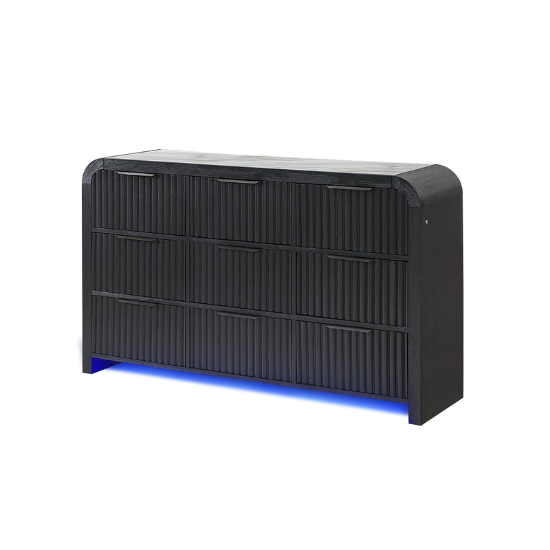 Beverly - Dresser With LED Light, Edge Pulls - White / Black