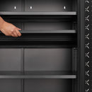 Grid Double Door Shoe Cabinet With Adjustable Compartments And Moisture-Proof Design In White Metal