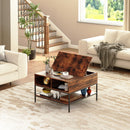 Rustic Flip Top Coffee Table With Hidden Storage - Black / Brown