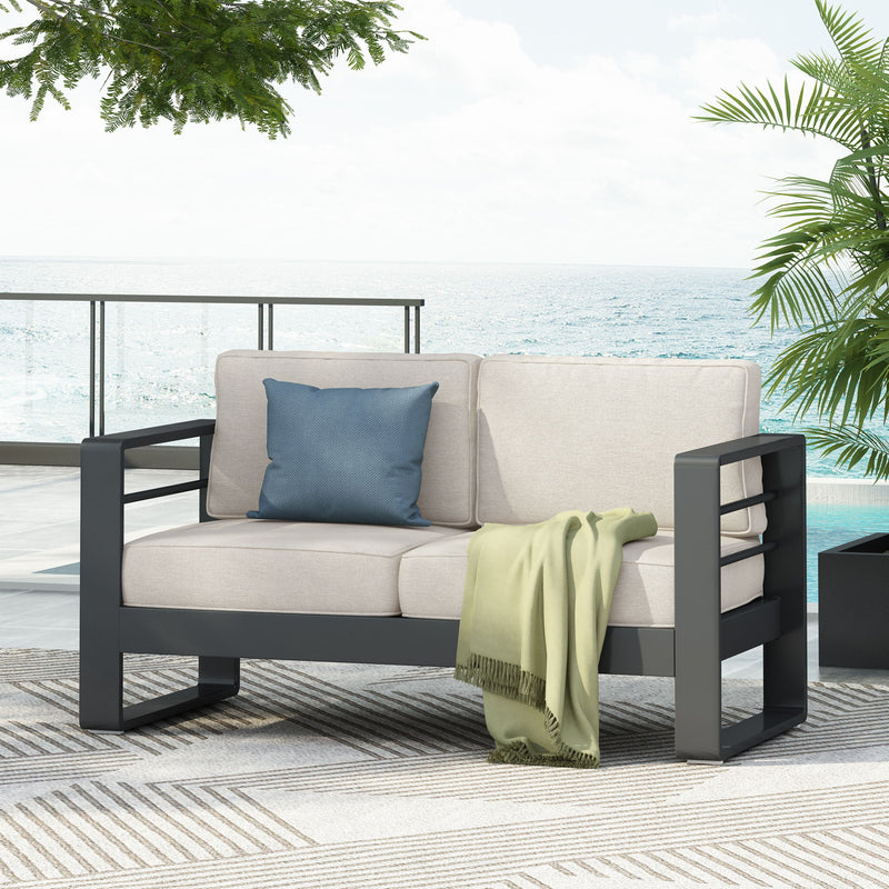 Maya Bay - Loveseat - Black / Beige