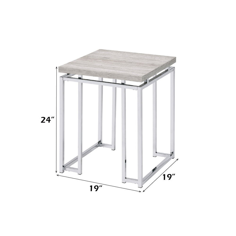 Chafik - End Table - Natural Oak & Chrome - Atlantic Fine Furniture Inc