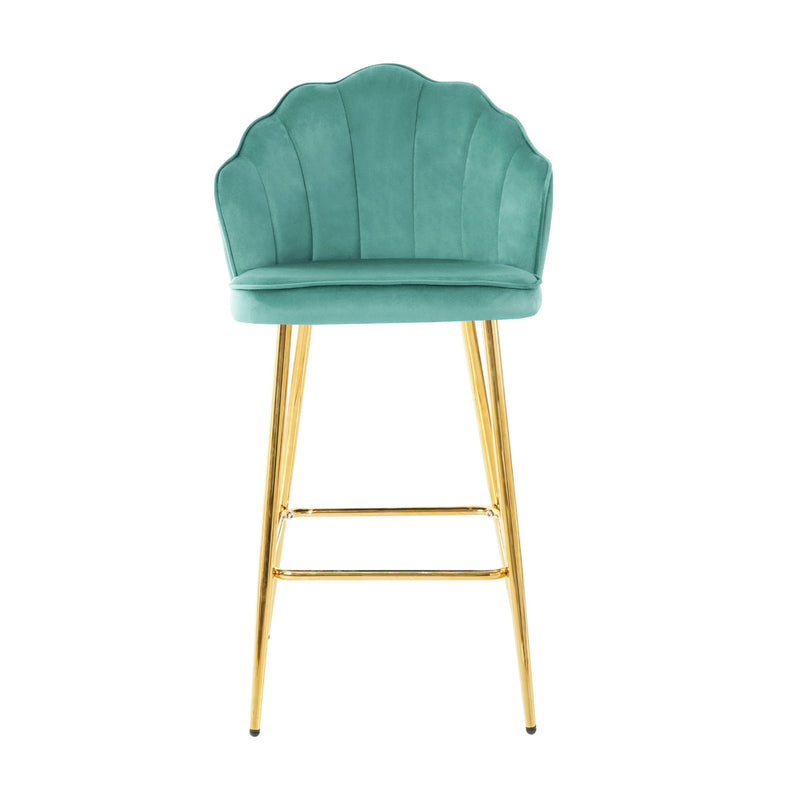 Elegant Shell Shape Velvet Bar Chair (Set of 2)