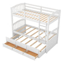 Bunk Bed With Trundle And Drawers, Arched Headboard And Footboard