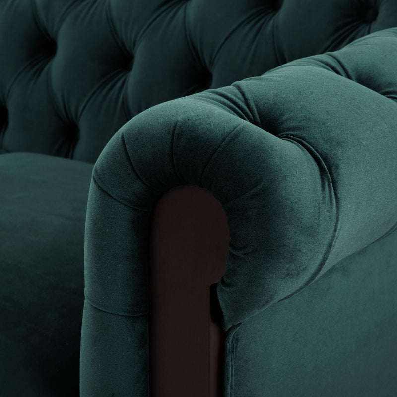 Chesterfield Velvet Loveseat Sofa, 2 Person Rolled Arm Upholstered Couch