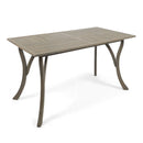 Transitional Acacia Wood Dining Table With Slat Panel Top - Gray