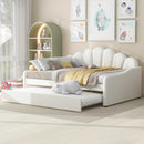 Upholstery Daybed Frame With Shell Shaped Backrest And Trundle