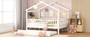 Full Size Wooden House Bed with Twin Size Trundle, White
