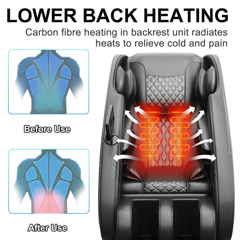 Massage Chair Blue-Tooth Connection And Speaker, Easy To Use At Home And In The Office And Recliner With Zero Gravity With Full Body Air Pressure - Black