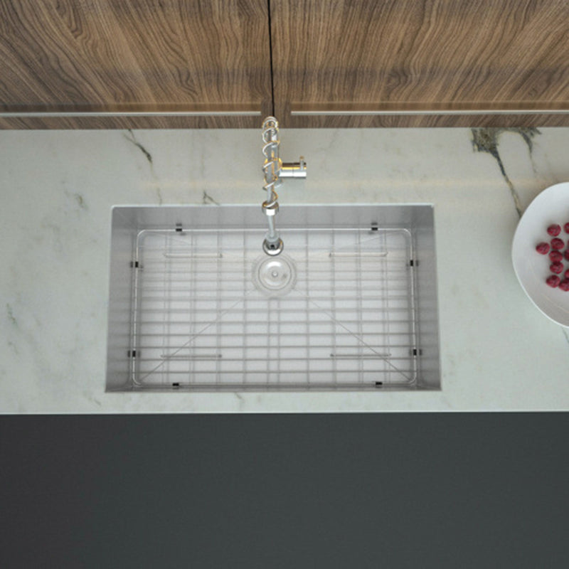 32" Undermount Kitchen Sink With, Single Bowl - Brushed Nickel