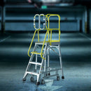 Heavy Duty Aluminum Rolling Platform Ladder With Steps, 375Lbs Capacity