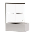 Double Sliding Bathtub Shower Door, Semi Frameless Bypass, 1 / 4" (6Mm) With Explosion - Proof Film, Adjustable Aluminum Alloy Frame