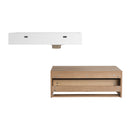 Modern Wall Mounted Bathroom Vanity With Resin Sink And Side Cabinet, Soft Close Drawer, Imitative - Imitative Oak