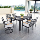 Outdoor Patio Furniture Dining Set With Sunbrella Fabric, Rectangular Table With Umbrella Hole
