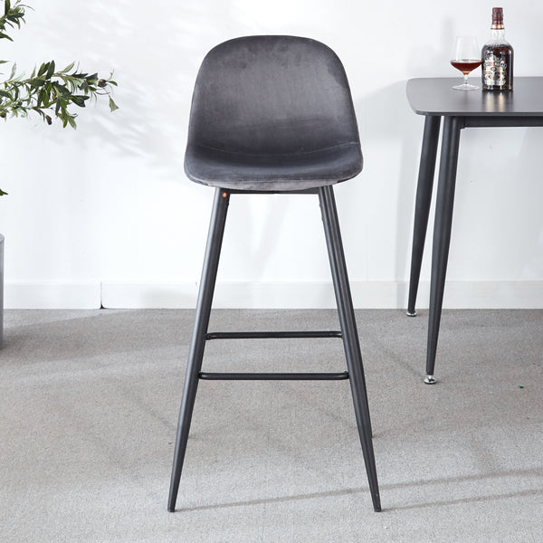 Bar Stool (Set of 2) Modern Counter Bar Height Chair With Back, Sturdy Metal Legs & Footrests, Island Stool For Kitchen Bar - Gray