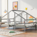 Double Twin Size Triangular House Beds with Built-in Table,Gray(Old SKU: WF286895AAE)