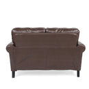 Contemporary Loveseat With Nailhead Trim - Dark Brown