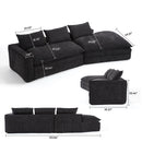 Modern Minimalist Modular Sectional Sofa With Deep Seats And Right Facing Chaise