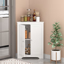 Corner Cabinet With 2 Doors And Adjustable Shelves, Freestanding Narrow Storage Organizer For Bathroom - White