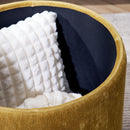 Classic 2 Piece Round Storage Ottoman Set With Drum Shaped Stool