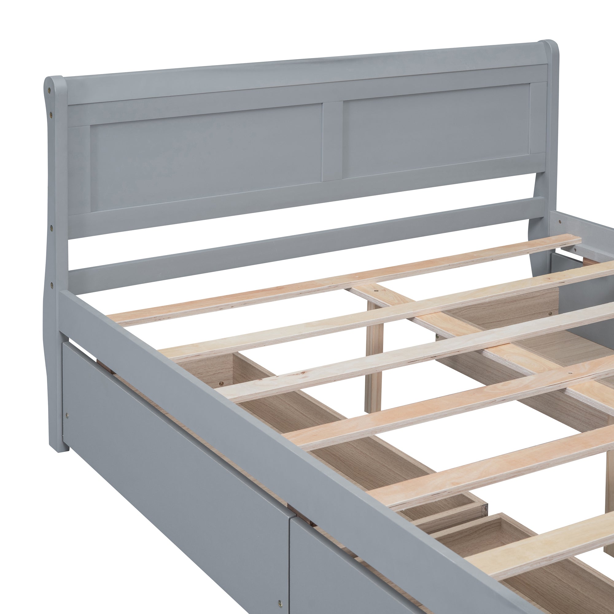 Full Size Wood Platform Bed with 4 Drawers and Streamlined Headboard & Footboard, Gray - Atlantic Fine Furniture Melbourne FL