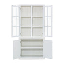 Retro Style Hutch Cabinet With Glass Door, China Cabinet For Home