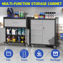 Sturdy Metal Tool Storage Cabinet With Wheels Durable Garage, Office & Home Organizer Steel