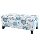 Luxury Storage Ottoman With Floral Patterned Fabric, Soft-Close Hinges, Multi Functional