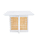 Chinese Style White Solid Wood And Imitation Rattan Coffee Table