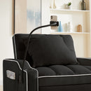 Convertible Velvet 3 In 1 Sofa Bed With Adjustable Sleeper Chair And Multi Pockets