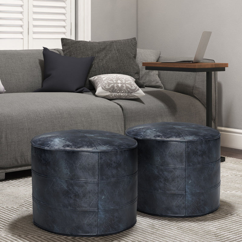 Connor - Handcrafted Round Pouf