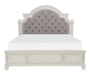 Antique White Finish 1pc Queen Size Bed Button-Tufted Upholstered Headboard Traditional Design Bedroom Furniture