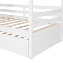 Twin Size Classic House Bed With Twin Size Trundle - White