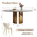 Steel Base Oval Sintered Stone Dining Table With 4 Chairs