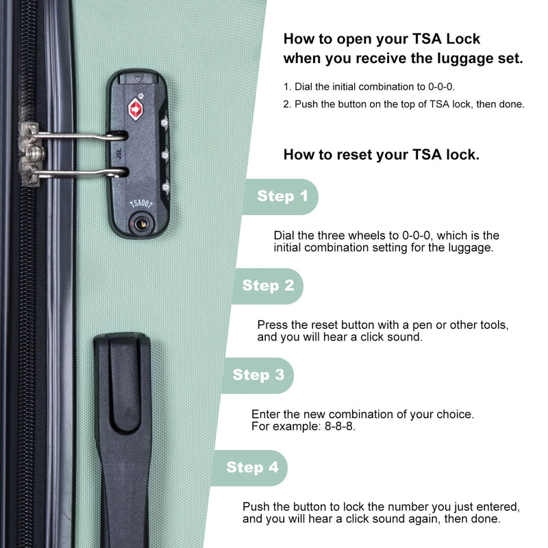 Luggage 4 Piece Lightweight Suitcase With Rotating Wheels With Tsa Lock,