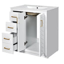 Ceramic Sink Combo, Freestanding Vanity Set With 3 Drawers & Soft Closing Doors
