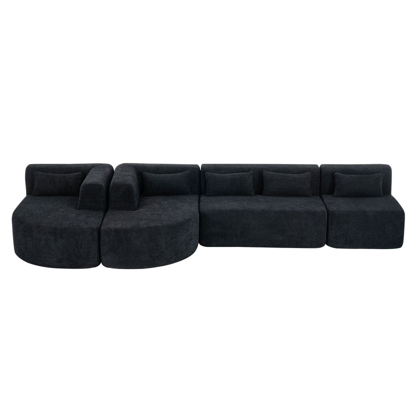 Upholstered Sofa Free Combined Sofa Couch With Two Chaise Lounge And Five Back Pillows For Living Room