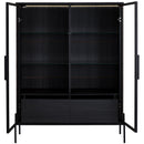 Modern Minimalist Style LED Curio Cabinet With Tempered Glass Door, Metal Legs