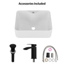 Rectangular Vessel Sink With Faucet & Drain - White / Black