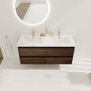Modern Floating Bathroom Vanity With Dual Resin Sink, Soft Close Drawers