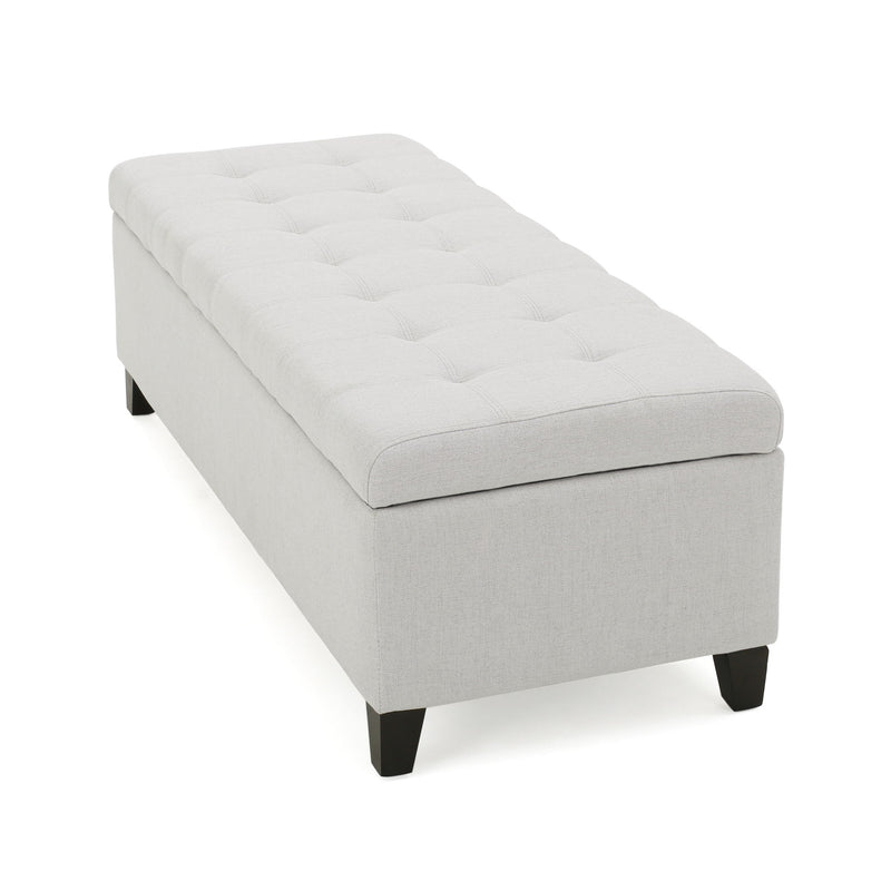 Home Mission - Upholstered Storage Ottoman Bench - Light Gray