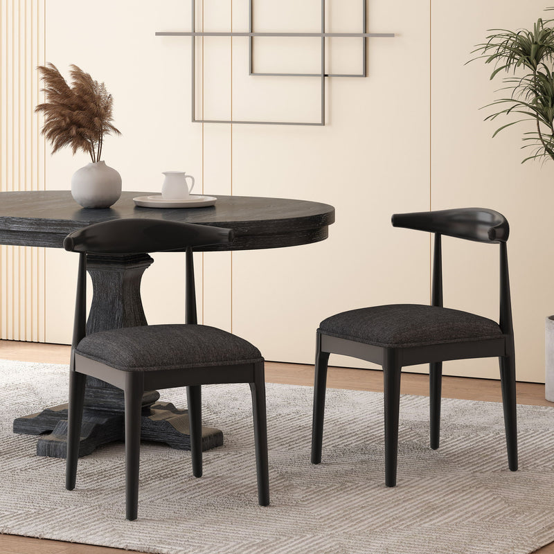 Mid Century Modern Dining Chair Set With Upholstered Seating