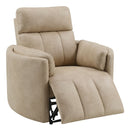 Elison - Motion Glider Recliner With Swivel - Dark Beige Polish Microfiber