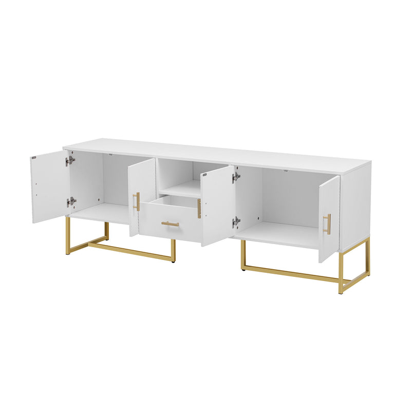 TV Cabinet With 1 Drawer, 2 Cabinets, Handles And Anti-Tip Device