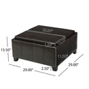Contemporary Ottoman With Storage And Tray Tops - Brown