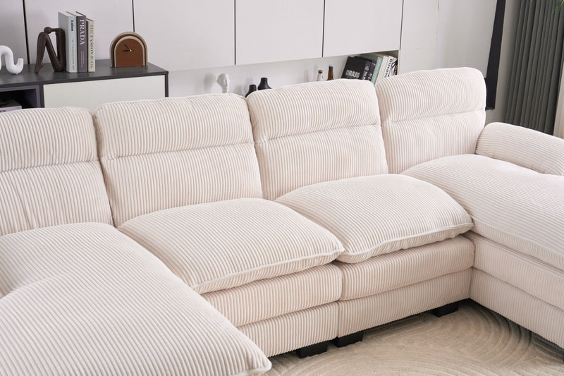 U-Shaped Profile Sofa, Including Two Single Seats And Two Chaise, Modular Sofa, Corduroy Sofa