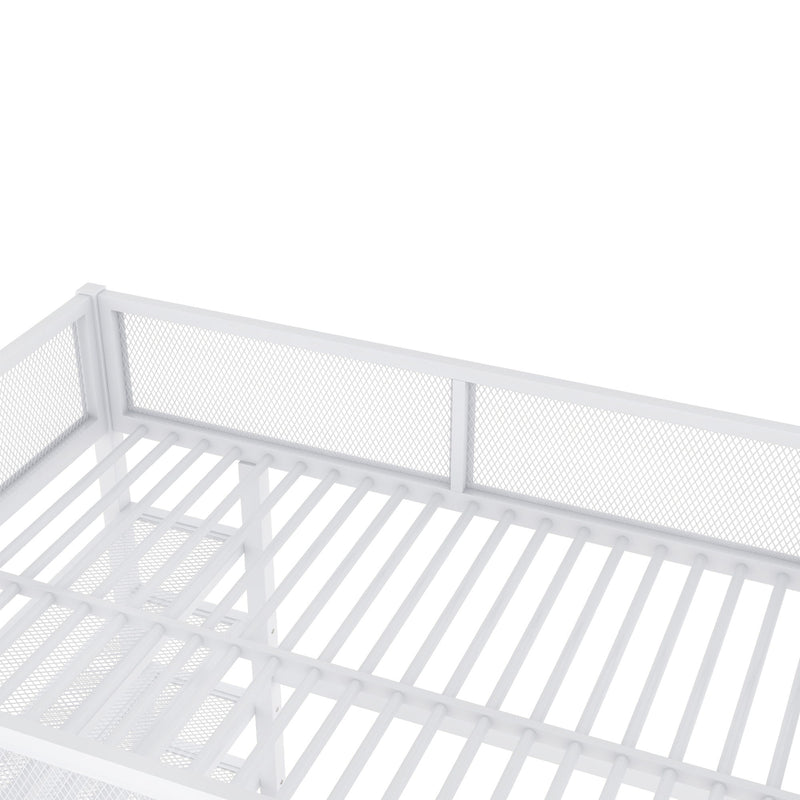 Loft Bed With 4 Tier Shelves And Storage