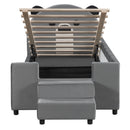 Upholstered Daybed With Bear Shaped Headboard, Hydraulic System And Breathable Mesh Fence