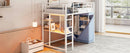 Loft Bed With Desk, Shelves, Power Outlet, LED Light And Wardrobe
