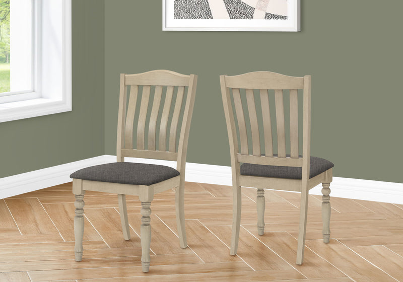 Dining Chair, Upholstered, Side, Transitional (Set of 2) - Gray