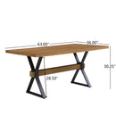 Farmhouse Style X Shaped Legs Dining Table With Moulded Details - Brown